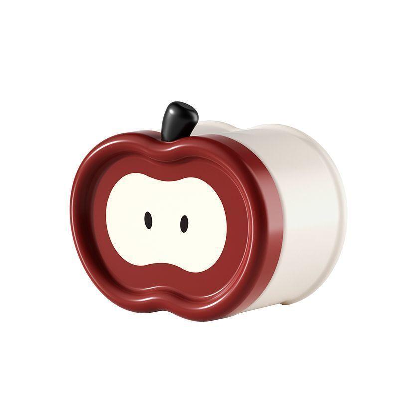 2PCS Drill-free cartoon apple toothbrush cup & holder set – wall-mounted, dust-proof bathroom storage organizer for the home.