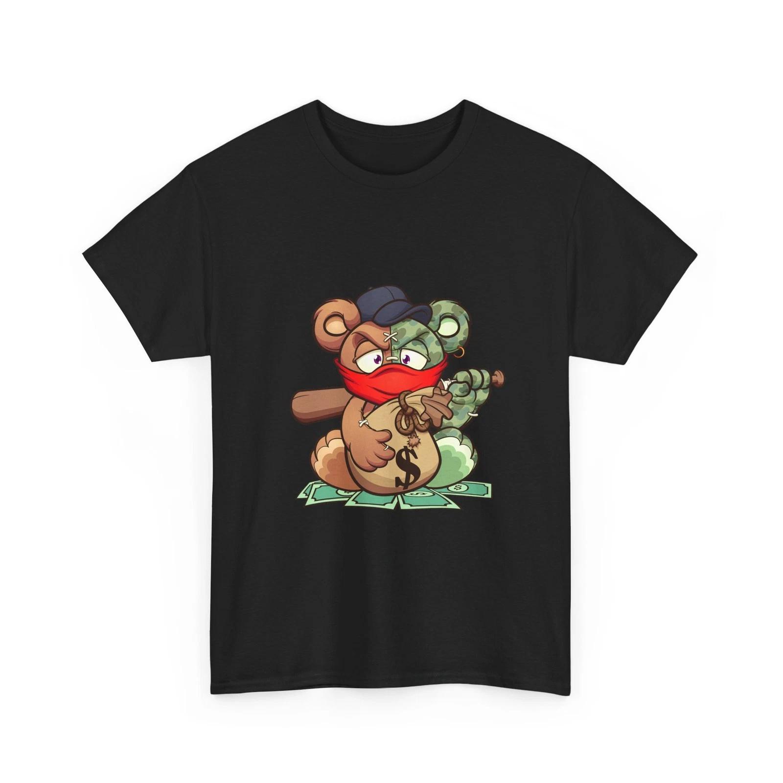 Bandit Teddy Bear T-Shirt | Cartoon Money Heist Character, Cash Streetwear Shirt XL