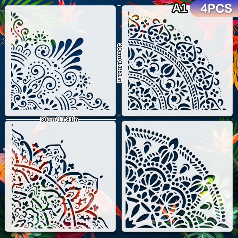 Large Mandala Stencils Reusable Pet Painting Templates For Wall, Floor, Furniture, Fabric, Canvas, Wooden Decor Home Decor