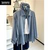Man Jiang Yue Retro Korean Blue Plaid Women's Shirt Jacket - New Long Sleeve Casual Fashion