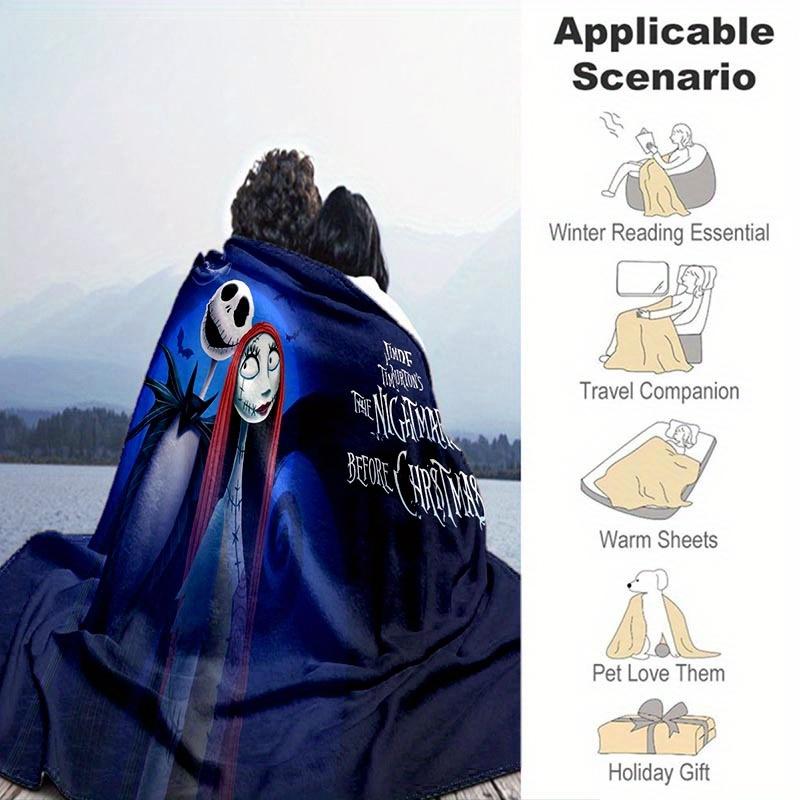 1pc The Nightmare Before Christmas Printing Blanket - Soft, All-Season Throw for Living Room, Bedroom,Personalized Gift with Adorable Cartoon Design