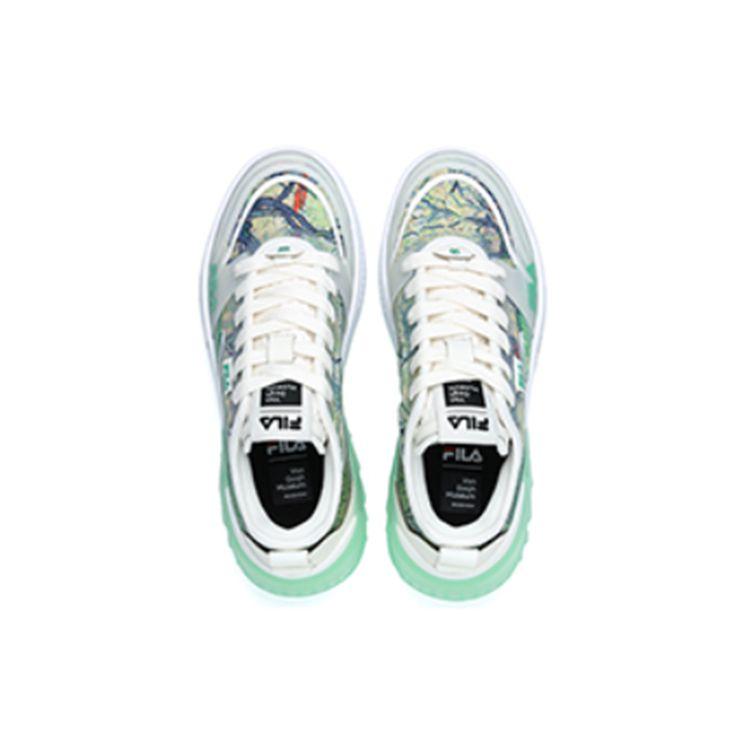 FILA Mixa Van Gogh Fabric TPU Leather Low-Top Sneakers Women sneakers White Green F12W224201FSG