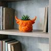 Highland Cow Planter 3D Printed Cute Animal Flower Pot Mini Cow Plant Container for Indoor Outdoor Desk Patio Garden Decor