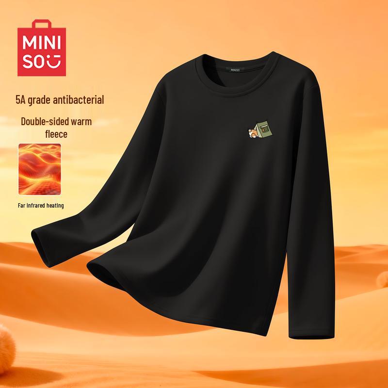 MINISO Men s Winter Fleece Lined Crew Neck Long Sleeve T-Shirt 3XL