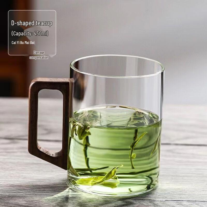 Shangqi Wooden Handle Borosilicate Glass Tea Cup