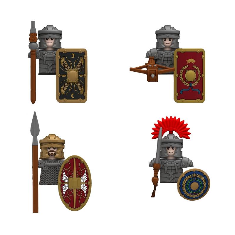 Medieval Soldier Knight Figure MOC Building Block Green Dragon Castle Infantry Orcs Pirate Roman Cavalry Weapons Toys Gifts D122