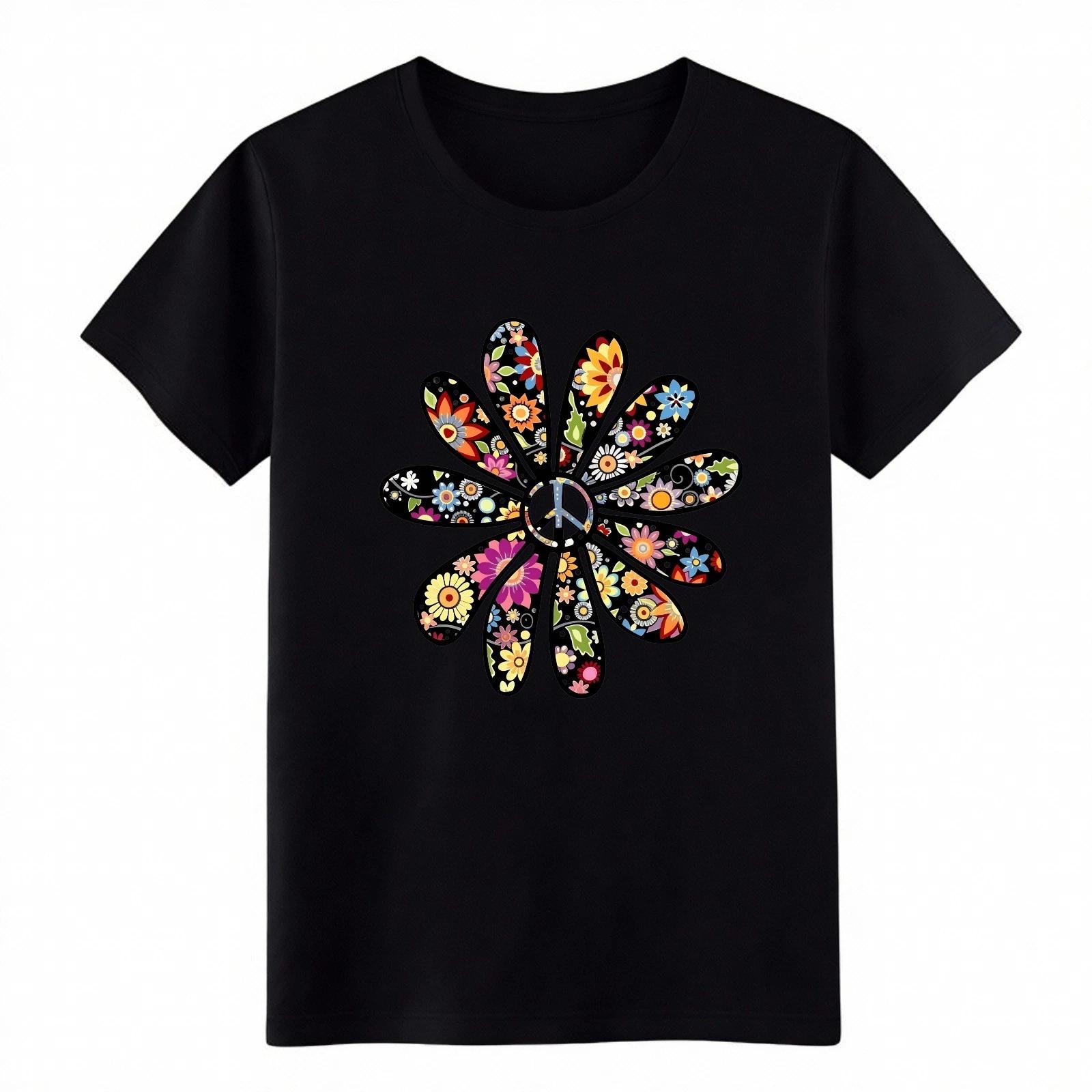 Peace Sign Floral Daisy Graphic Shirt Hippie Peace Lover Gift Tee Free Shipping 2XL