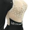 Fashion Sexy Rhinestone Mesh Beaded Backless Long Sleeve Midi Dress for Women