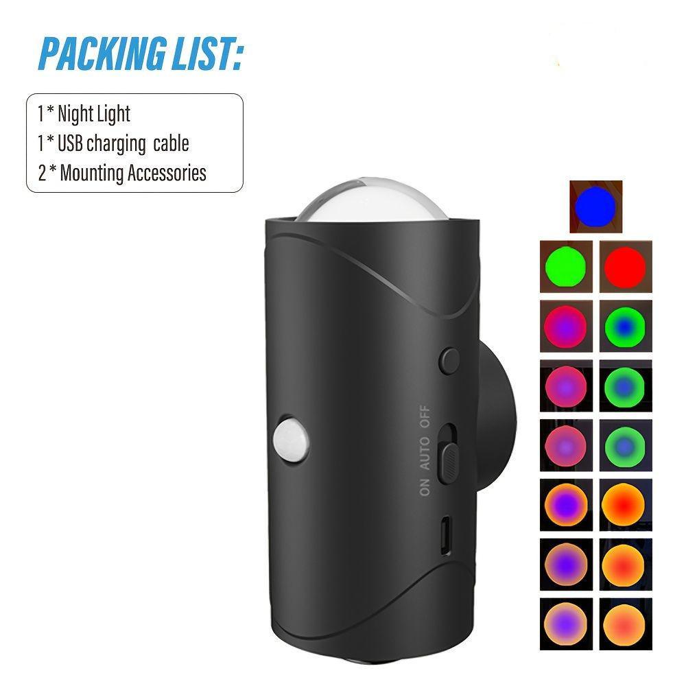 

Светодиодный ночник с градиентной RGB-подсветкой и датчиком движения, настенный светильник, перезаряжаемый, регулируемый по яркости, для помещений, магнитная подсветка для ступеней