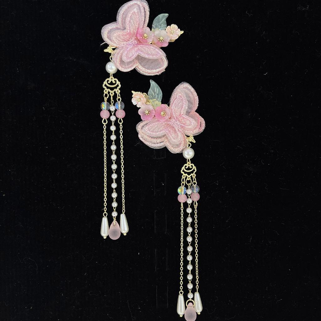 Vintage Chinese Style Hair Clip Handmade Tassel Flower Hair Clip For Women Girls Elegant Hanfu Metal Jewelry Hair Accessories