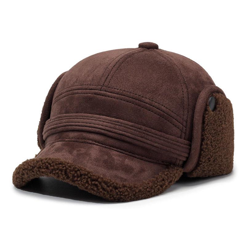 Men's Warm Lei Feng Hat: Velvet, Ear Protection, Outdoor Leisure, for Dad and Elderly, Thickened for Autumn and Winter