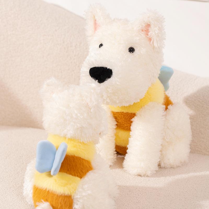 

Милый мультфильм West Highland Bee Shark Dog плюшевая игрушка кукла белая милая глупая собака дарит людям 25cm