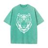 2026 Vintage Black White Tiger Head Line Art Graphic Black Acid Washed T Shirt Retro Wild Animal Oversized Unisex Casual Short S