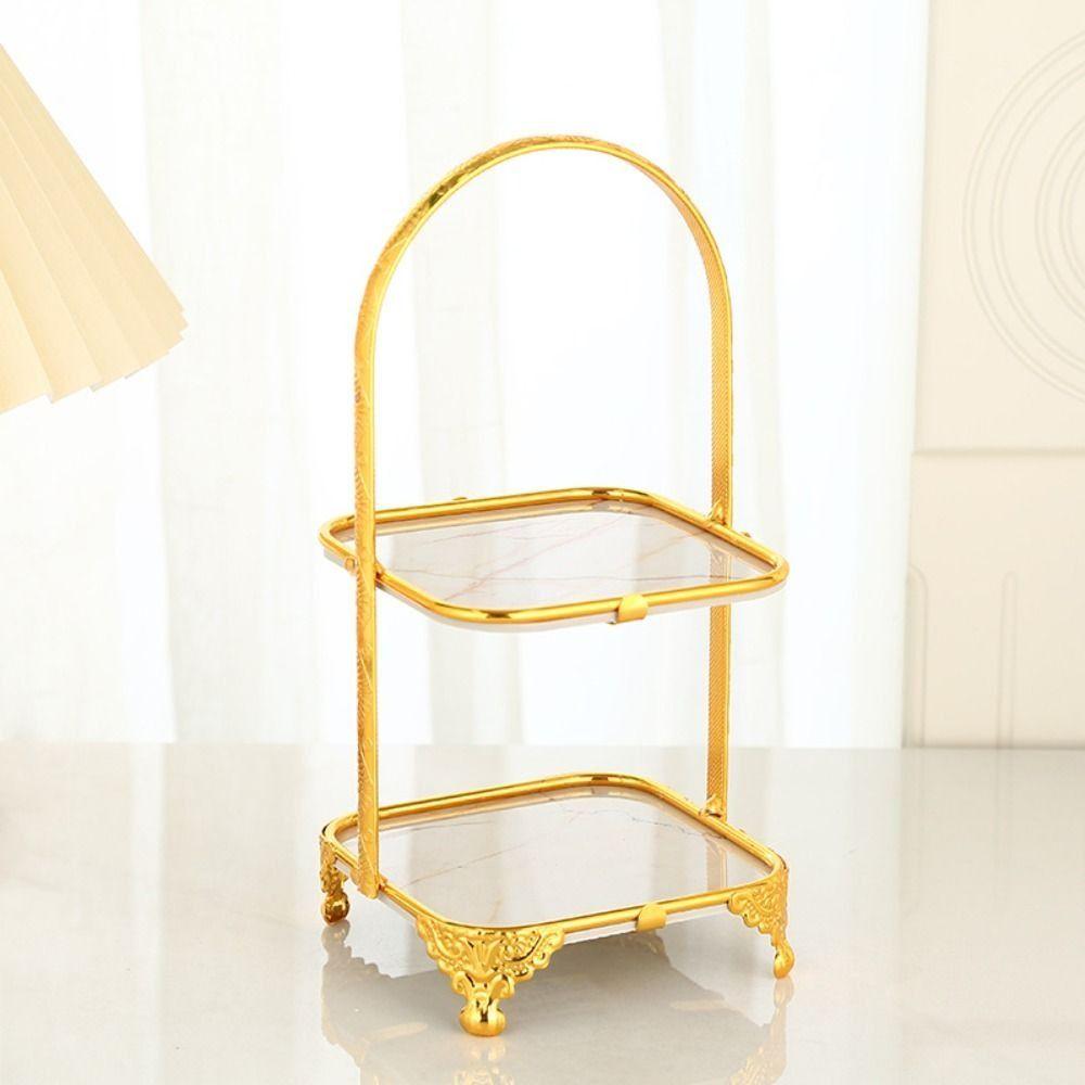 Iron Art Dessert Fruit Plate Two Layers Cake Stand Birthday Dessert Tray  Wedding Party