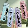1PC Halloween Vertical Letter Pattern 750ml Color Plastic Sports Water Bottle Leakproof Flip Straw Lid Suitable for Sports Office Home Use