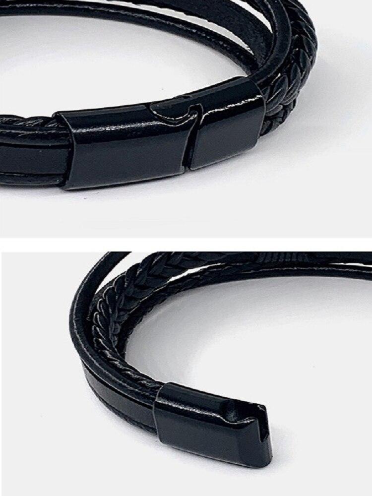 21cm Length Men Leather Rope Braided Bracelet Hot Sales Alloy Magnetic Buckle Bracelet