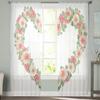 Watercolor Heart Rose Wreath Sheer Curtains For Living Room Window Transparent Voile Tulle Curtain Bedroom Drapes Home Decor