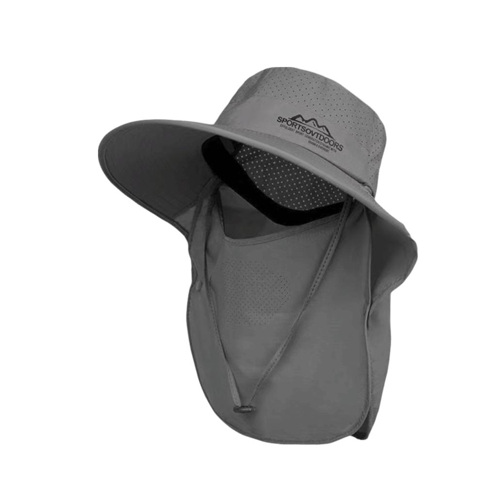 

Breathable Neck Flap Fisherman Hat UV Protection Outdoor Bucket Hat Large Brimmed Sun Hat Fishing глибокий/сірий