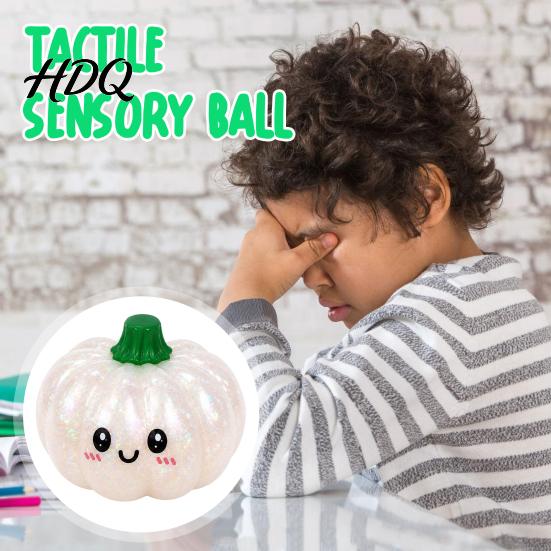 Soft TPR Stress Ball Halloween Pumpkin Squeeze Ball Golden Glitter Fidget Toy Medium Size for Kids Adults Slow Rising Decompression Toy Party Gift