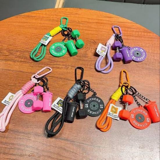 Keychain Pendant Gym-Inspired Design Men Gym Keychain with Dumbbells Kettlebells Fitness Weight Plates Sports Key Holder