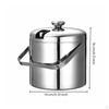 Stainless Steel Ice Bucket MirrorFinish Silver Insulated Knob Handle Barware for Chilled