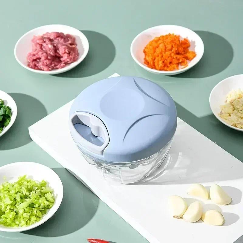 500/900ML Kitchen Cooking Accessories Mashed Vegetable Onion Chopper Manual Meat Grinder Garlic Mincer Juicer