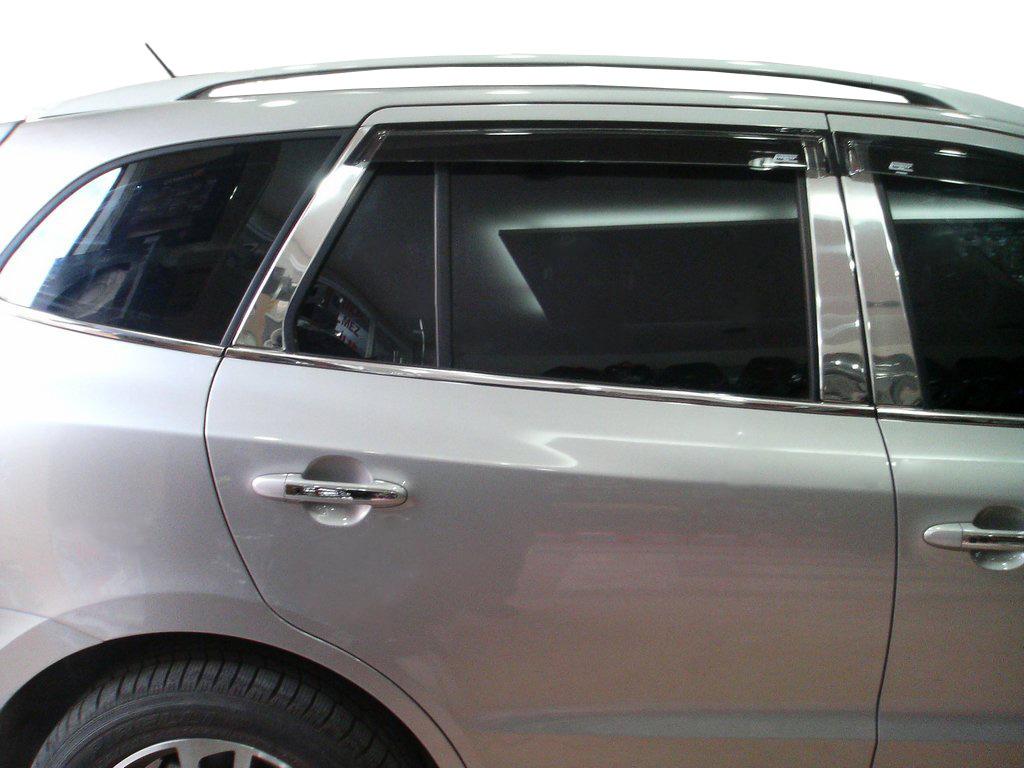 Молдинг дверных стоек (6 шт, нерж.) для Hyundai Santa Fe 2 2006-2012 гг