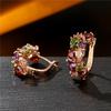Dames Oorbellen van Legering met Meerkleurige Druppelvormige Zirkonen en Geometrische Kristal… Meer