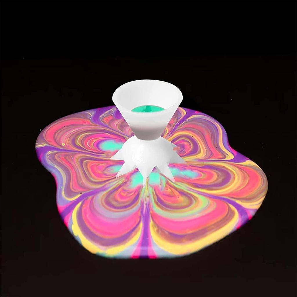 4 Pcs Mini 7-leg Funnel Split Cup for Acrylic Paint Pouring, Flower Pour Mini Funnel, DIY Making Pour Painting Supplies, Flower Pattern, Reusable