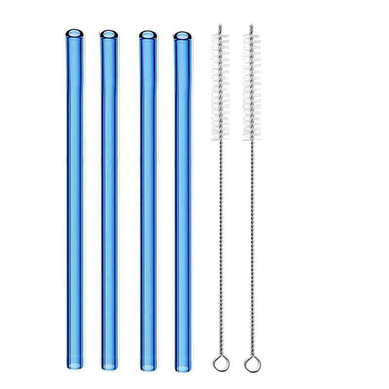 4 szt. 20 cm Szklane Słomki do Picia Wielokrotnego Użytku Kolorowe Szklane Słomki do Napojów Sok Ekologiczne Słomki Koktajlowe Barowe Naczynia do Picia
