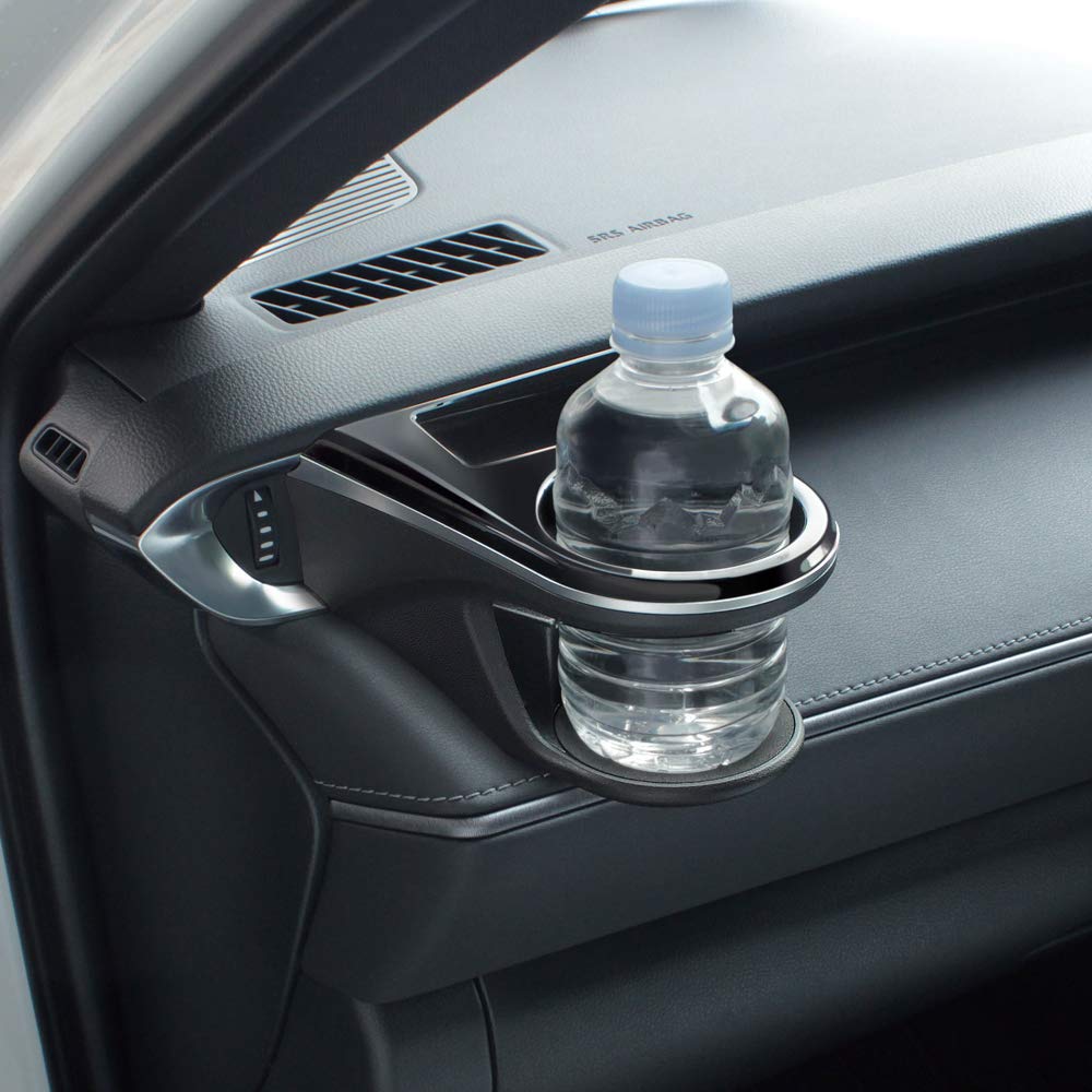 Tsuchiya Yac Air Conditioner Drink Holder for the Passenger for Toyota 80 Series Harrier (SY-HR12) Seat, Black/Silver,