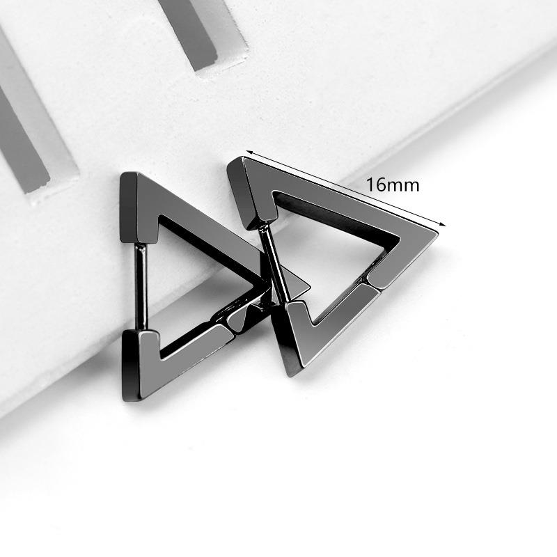 

Ювелирные изделия, подарок на вечеринку, новая мода для мужчин и женщин, модные серьги-кольца с геометрическим рисунком, мини-черные, серебристые, золотые, в стиле панк, нержавеющая сталь, 1 пара Triangle чёрный