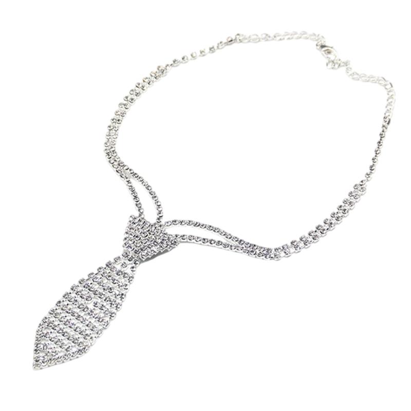 

Gothic Crystal Choker Necklace Short Tie Sparkling Rhinestones Jewelry Necktie for Women Nightclubs and Special Event 1 серебряный