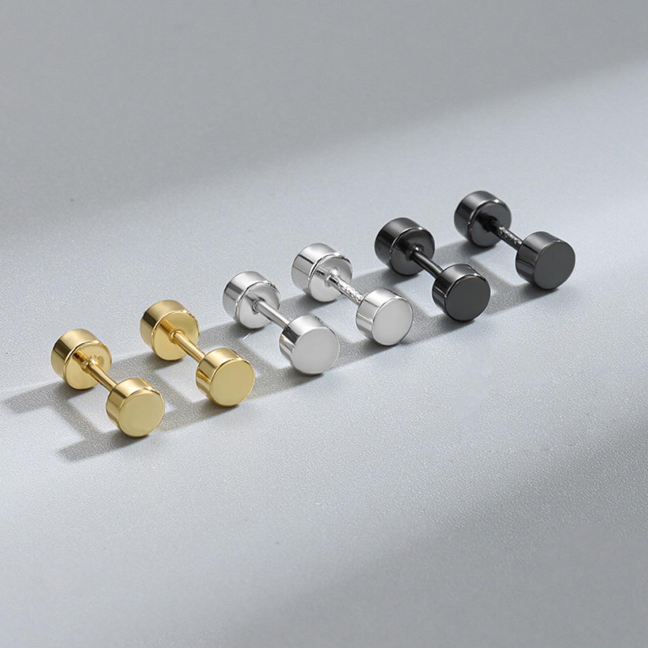 Round Disc Stainless Steel Ear Cuff Earring - Stylish, Minimalist Design Size 5 чёрный