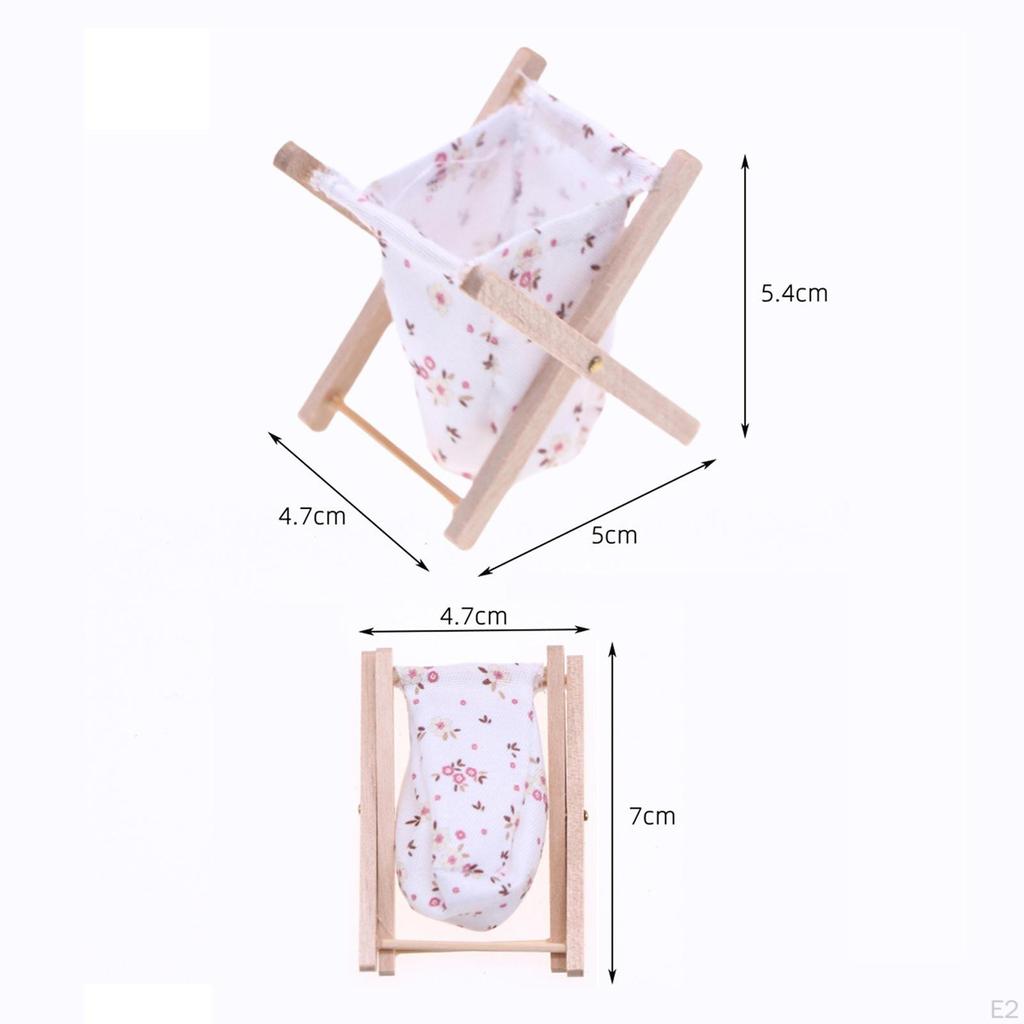 1/12 Dollhouse Miniatures Laundry Basket Folding Clothes Ornaments Wooden Furniture