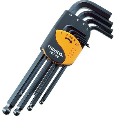 TRUSCO Ball Point Hex Wrench Set Standard Type 9 Piece Set TBR-9S