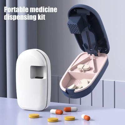 Pill Box Organizer with Cutter Food Grade BPA Free Multipurpose Compact Design Portable Travel Pill Case Tablet Organizer