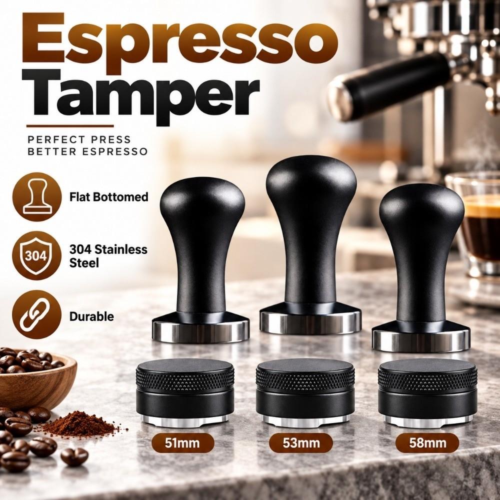 304 Stainless Steel Espresso Tamper 51/53/58mm Constant Pressure Tamper Coffee Barista