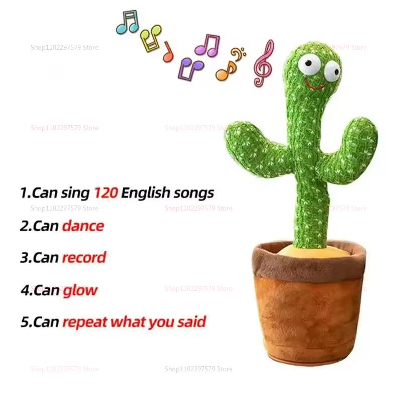 New Education Dance Cactu Plush Toy Repeat Talking Songs Interactive Wriggle Singing Toy Kid Babies Christmas Gift Entertainment
