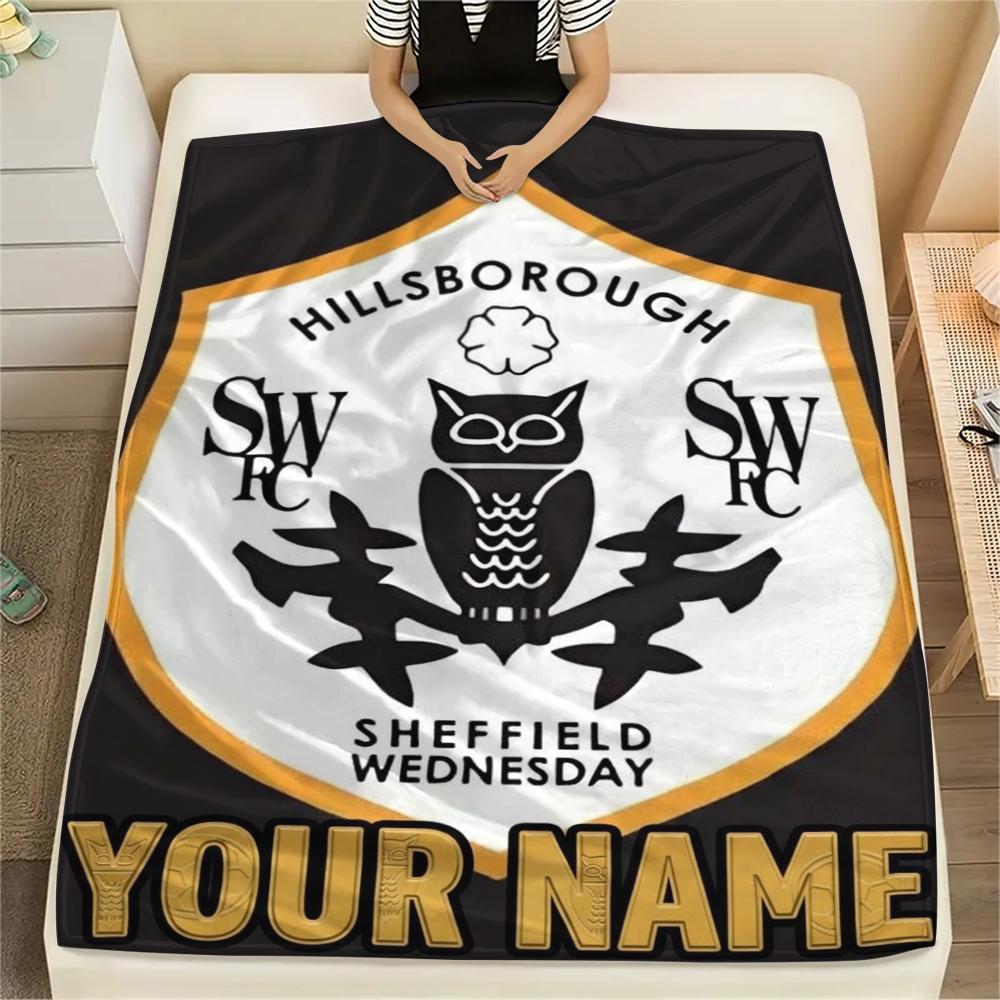 1PC Custom Name Sheffield Wednesday Patterned Flannel Blanket Suitable For All Seasons for Home Decor Warmth and Comfort Gifts Holiday Present