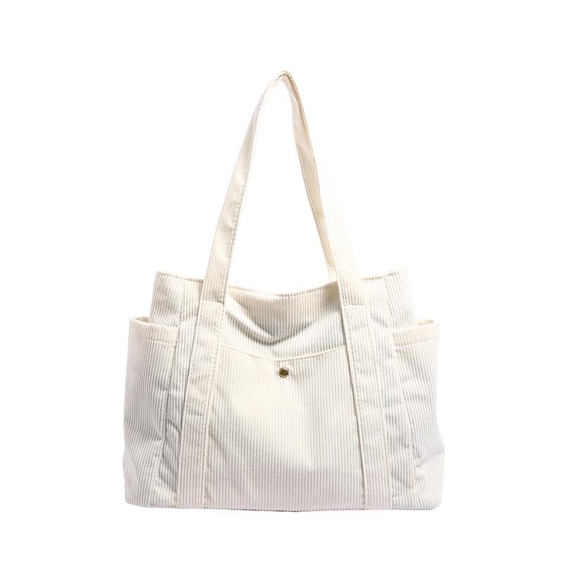 Autumn and winter large-capacity bag women's 2025 new Korean version corduroy tote bag college students commuting shoulder bag