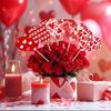 15PCS Heart Shape Valentines Day Decorations Romantic Arrange Props Bouquet Decoration Sticks Confession Multipurpose