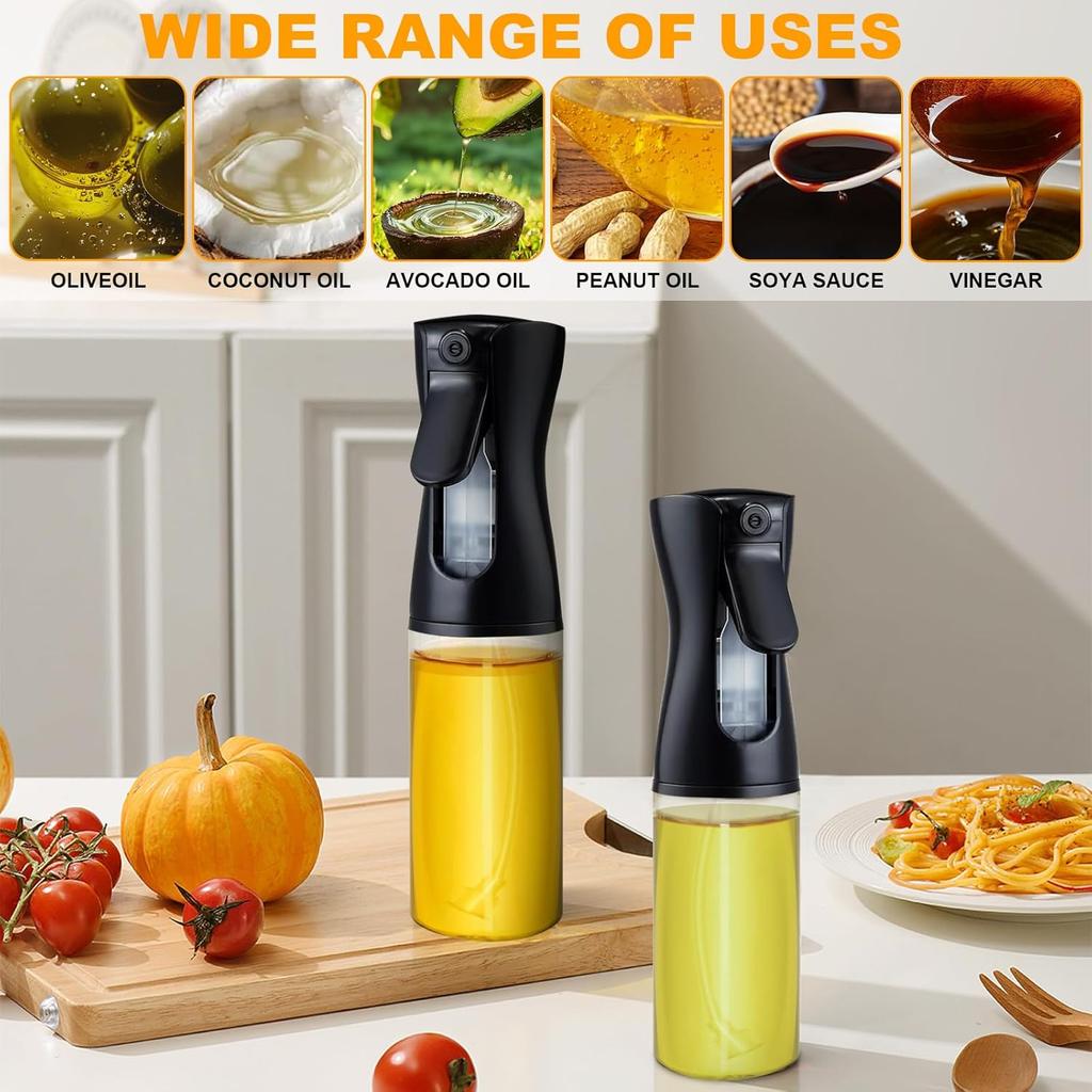 220ml Glass Oil Sprayer for Cooking Black Olive Oil Dispenser Bottle Refillable Kitchen Spray Bottle for Salad Baking Air Fryer  Grilling