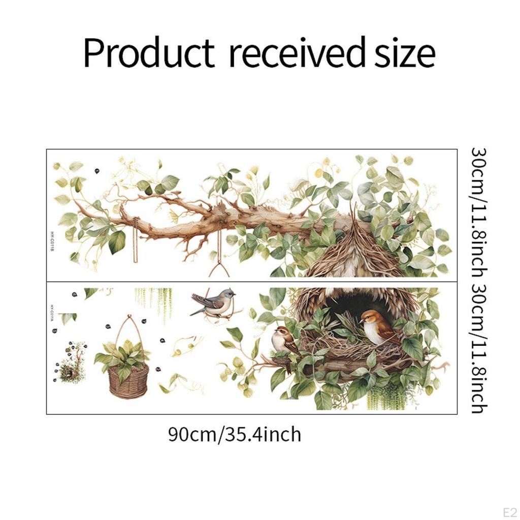 2Pcs Wall Stickers Art Murals Branches and Bird Nest Modern Easy Installation Removable