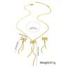 3pcs Stainless Steel Butterfly Pendant Necklace & Earring Set, Fashion Gold Color Jewelry Accessories Suitable For Daily Wear, Gift