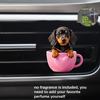 Clipe de ventilação de carro para cachorro em forma de xícara plana 2D difusor decorativo (fragrância não incluída), decoração interior de carro, clipe de aromaterapia, ideal para presentes de feriado