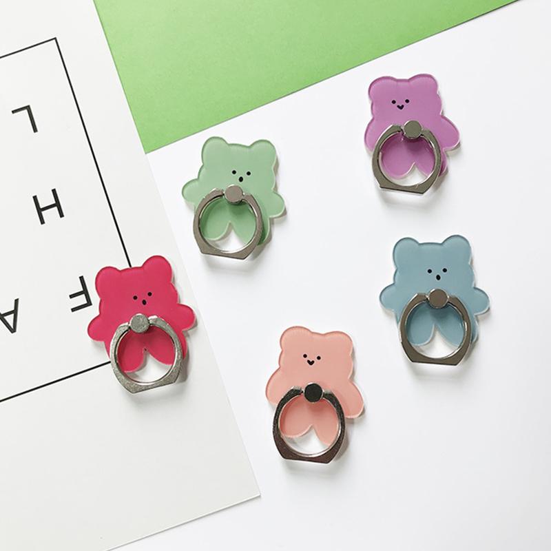 Cute Bear Phone Holder Flowers Finger Ring Stand Lazy Bracket Phone Kickstand