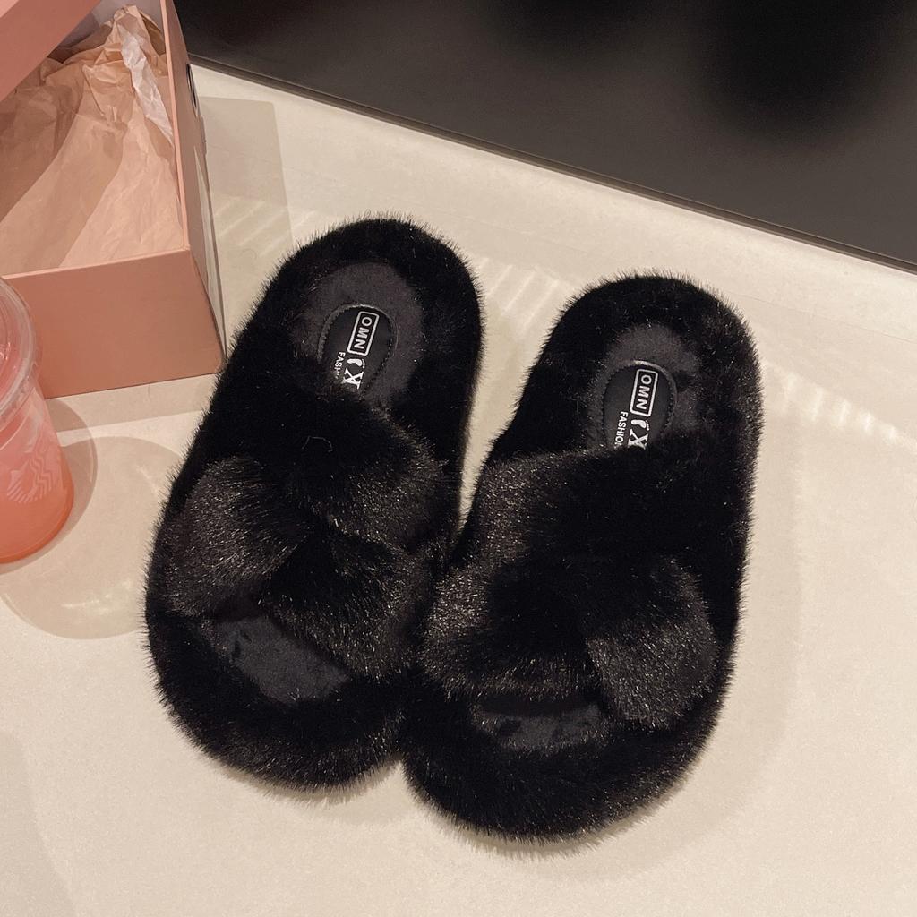 Mao Mao Slippers Women's 2025 New Shoes Autumn Thick Soles Increase the Height of Mao Internet Celebrity Shoes Summer Outer Wear Mao Drag Plush C