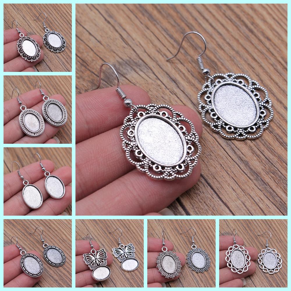 Fit 13x18mm Cabochons Oval Blank Setting Bezel Blank Cabochon Earring Base For DIY Earring Making