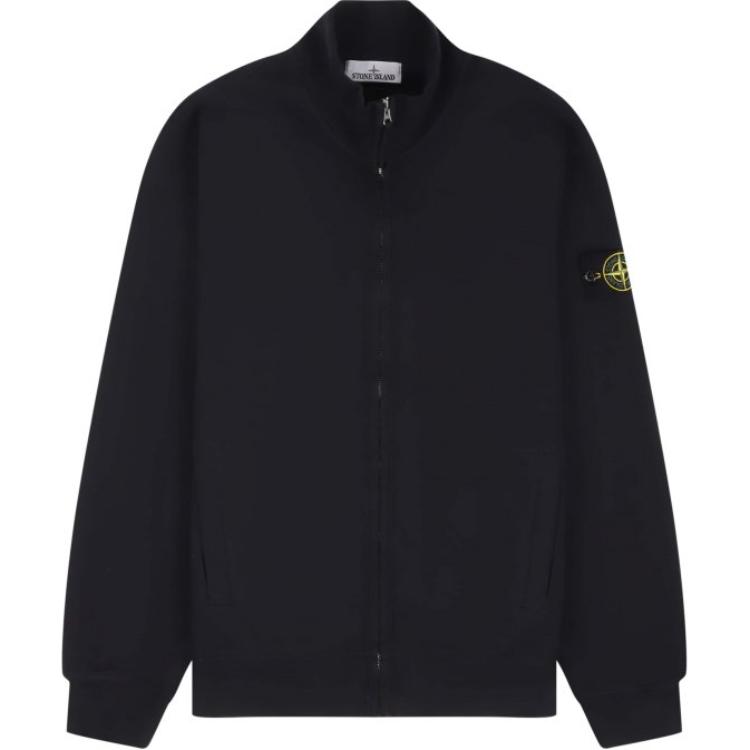 Stone Island Plain Zip Collar Long Sleeve Jacket Men jackets Navy-Blue 811560720-V0020